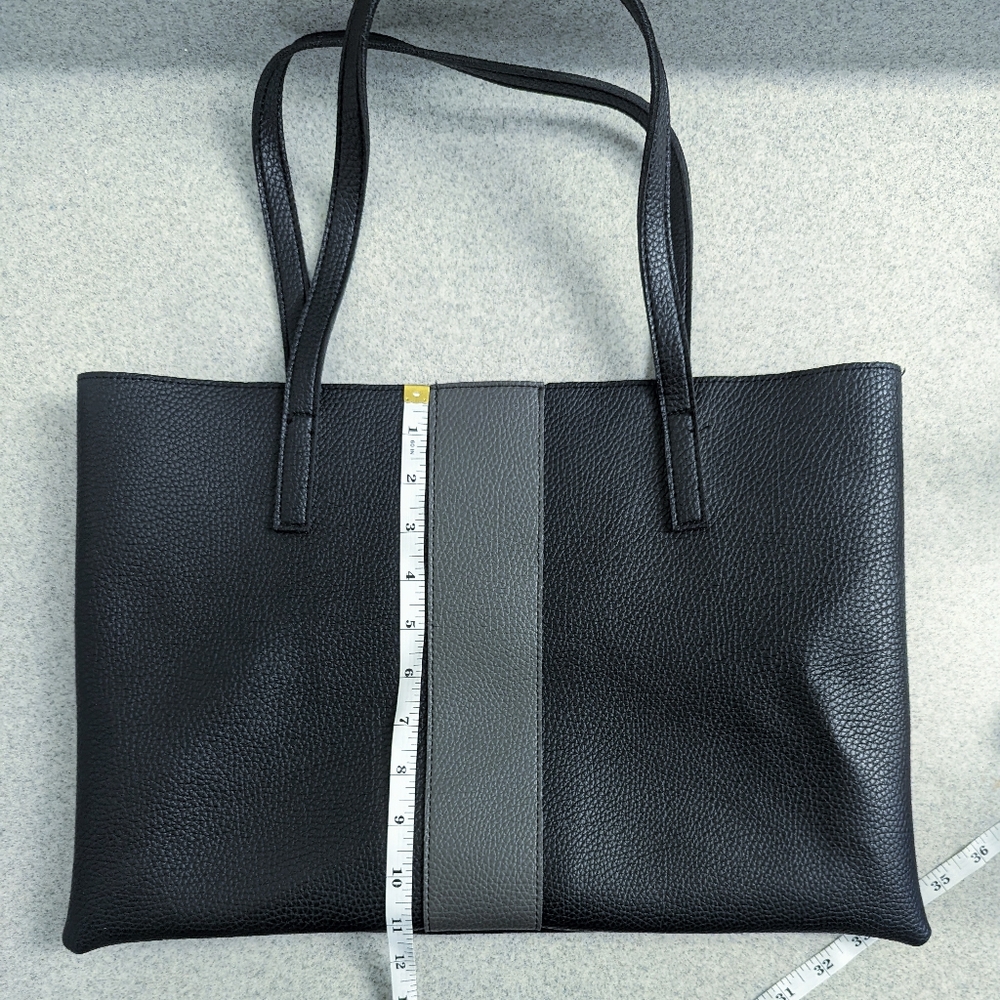 Vince Camuto Black Vegan Leather Pebble Textured Shoulder Tote - Picture 10 of 11